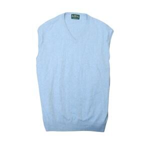 Alan Paine Men's Cotton Cashmere Slipover Sweater Vest Light Blue XL